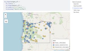 Map of beaver iNaturalist observations in Oregon