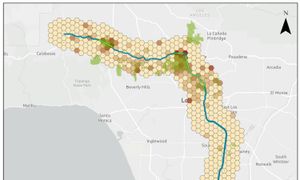 Map of iNaturalist observations near the LA River