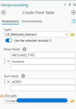 Screen shot of calculate area tool