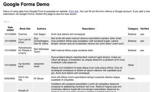website created from Google Sheets